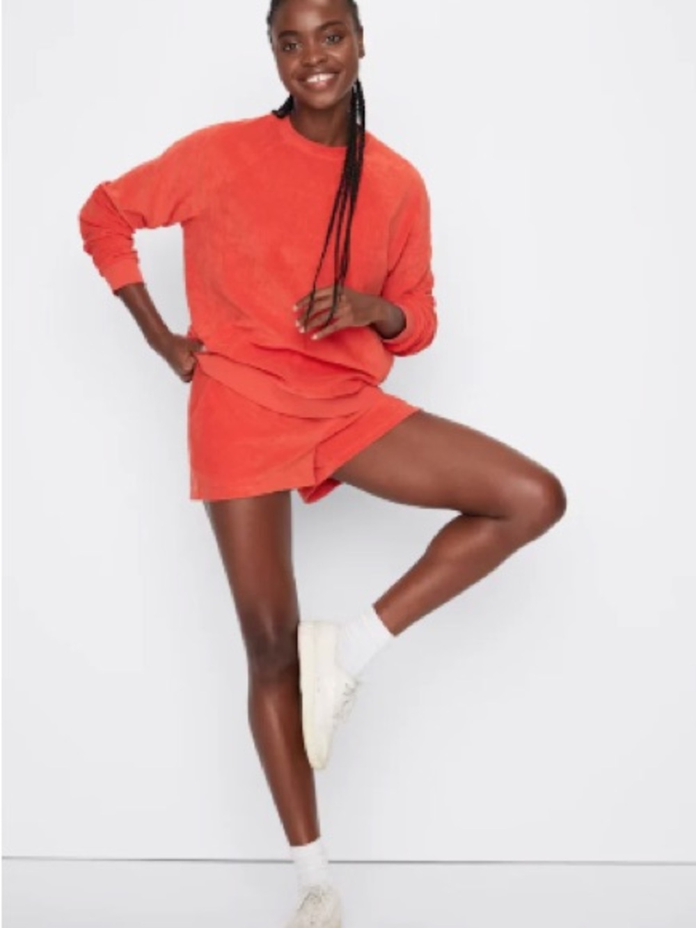 KULE Franny Terry Sweatshirt Poppy Red Size M | Coastal Preppy Resort Lounge